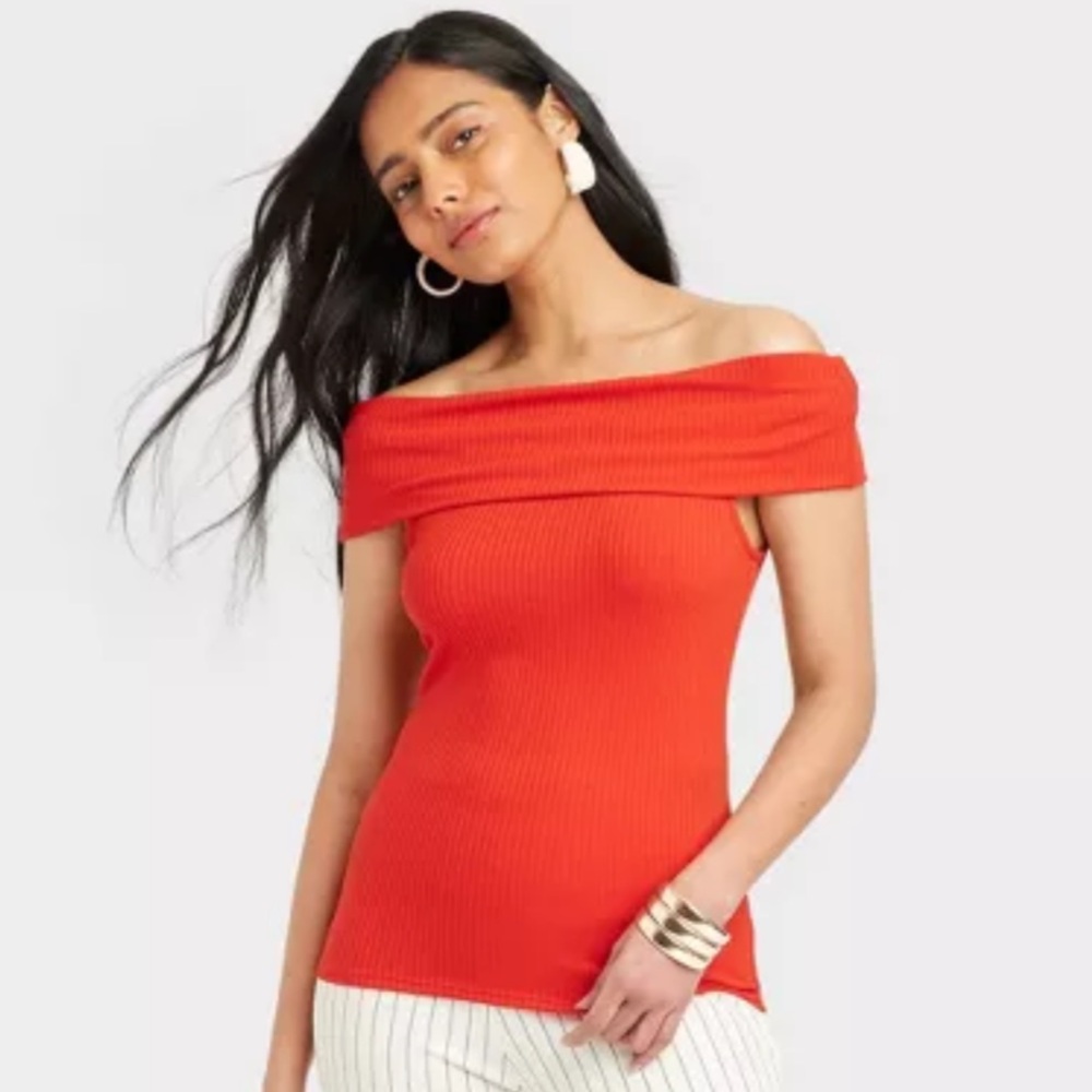 A New Day Slim Fit Short Sleeve Off the Shoulder Top